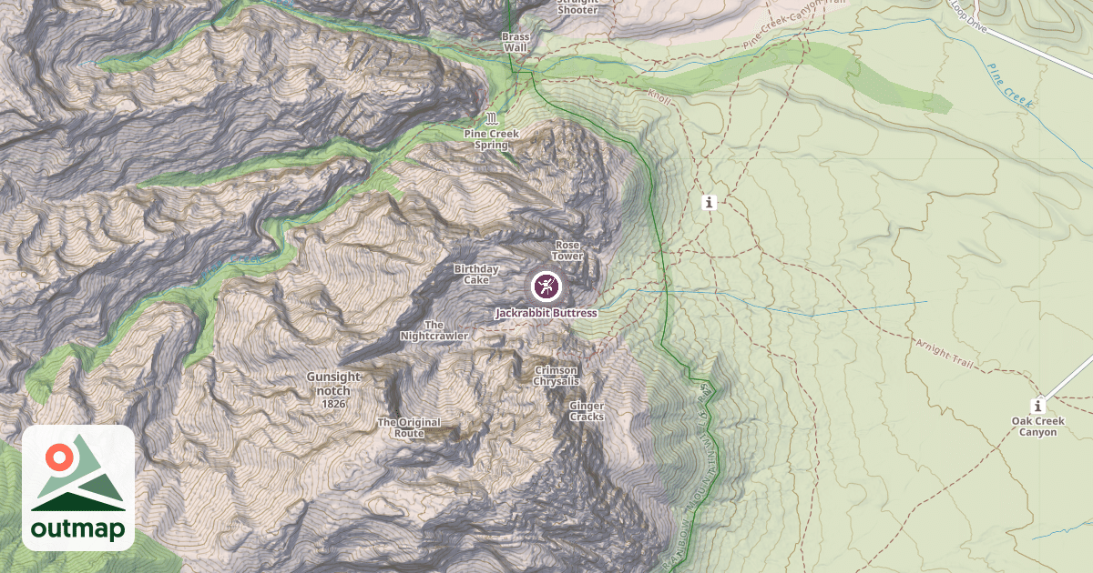 Map of Jackrabbit Buttress
