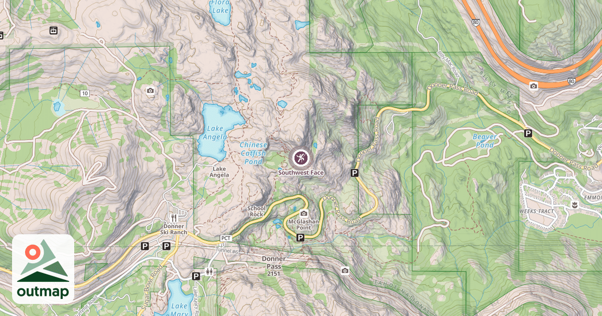 Map of Southwest Face