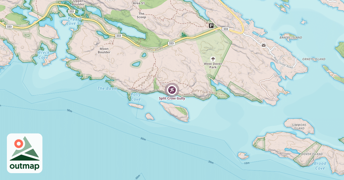 Map of Split Crow Gully