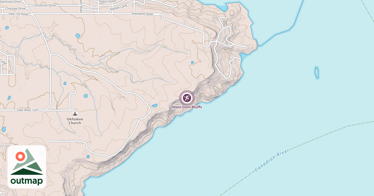 Map of Main Dam Bluffs in McIntosh