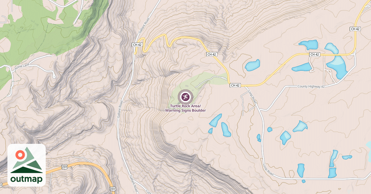 Map of Turtle Rock Area/ Warning Signs Boulder