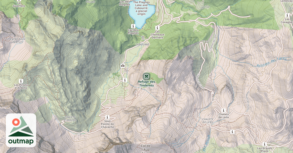 Map of Refuge des Tinderets