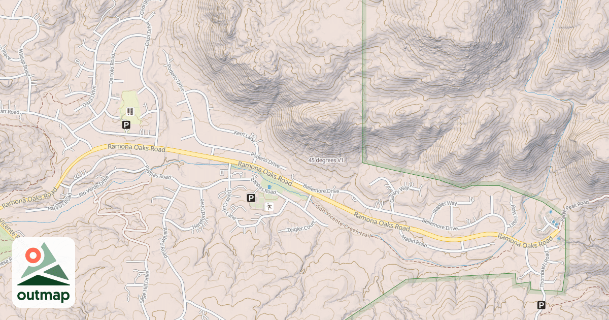 Map of 45 degrees