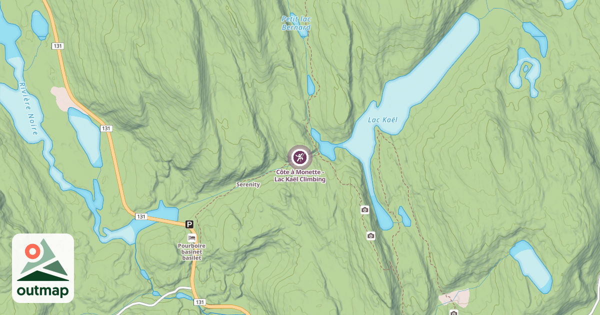 Map of Côte à Monette - Lac Kaël Climbing