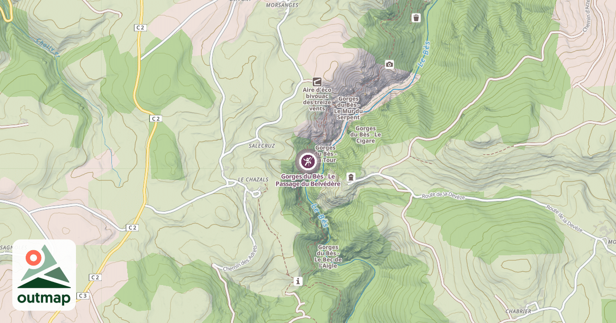 Map of Gorges du Bès - Le Passage du Belvédère