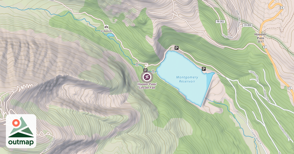 Map of Hoosier Pass/Lincoln Fall