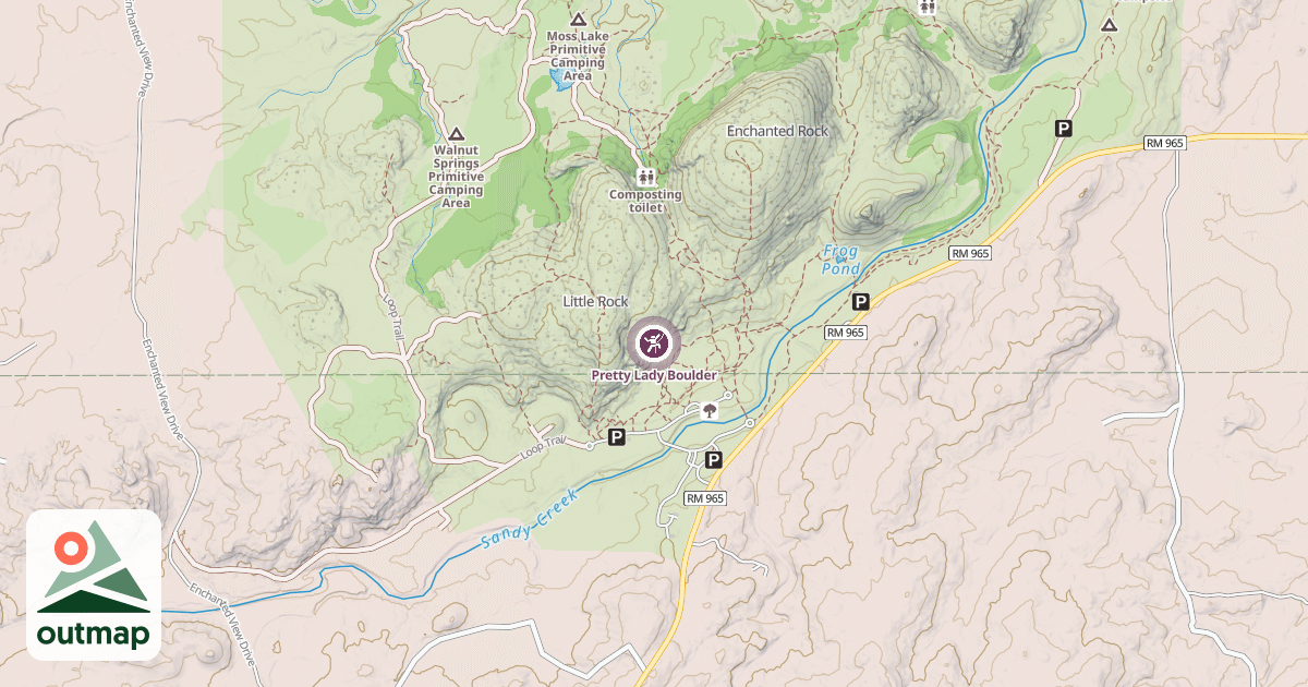 Map of Pretty Lady Boulder