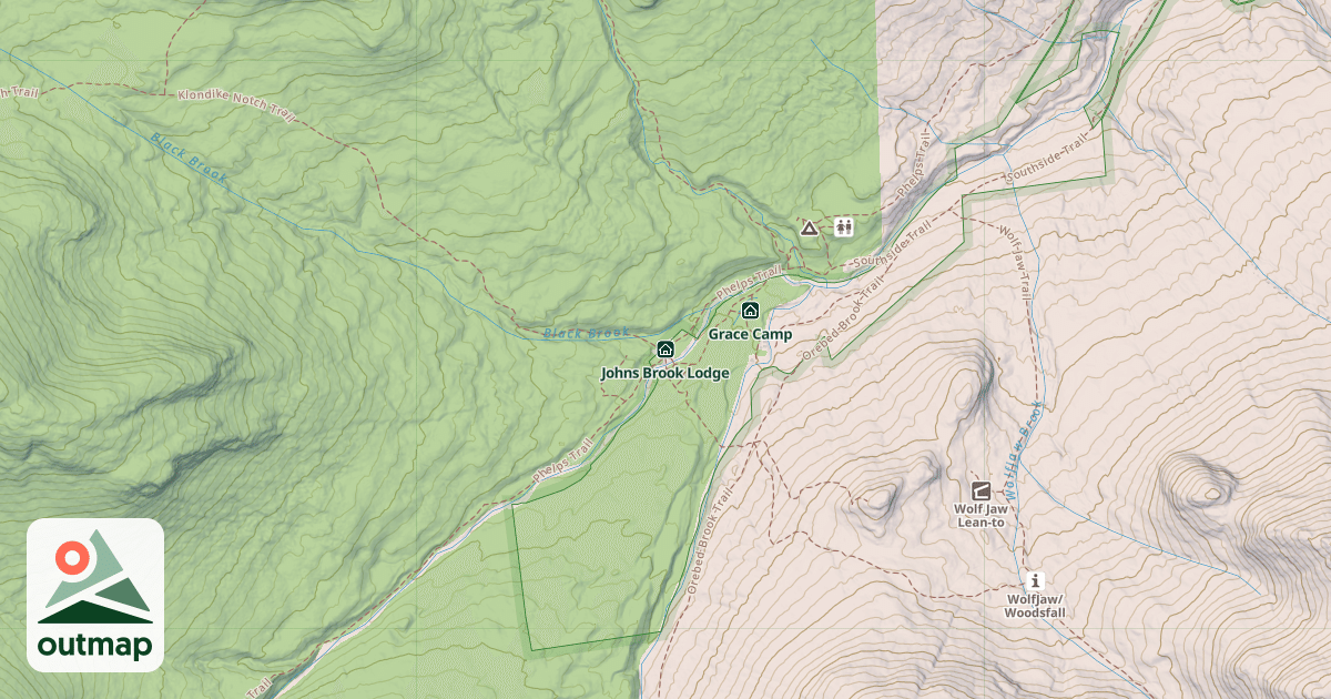 Map of Johns Brook Lodge