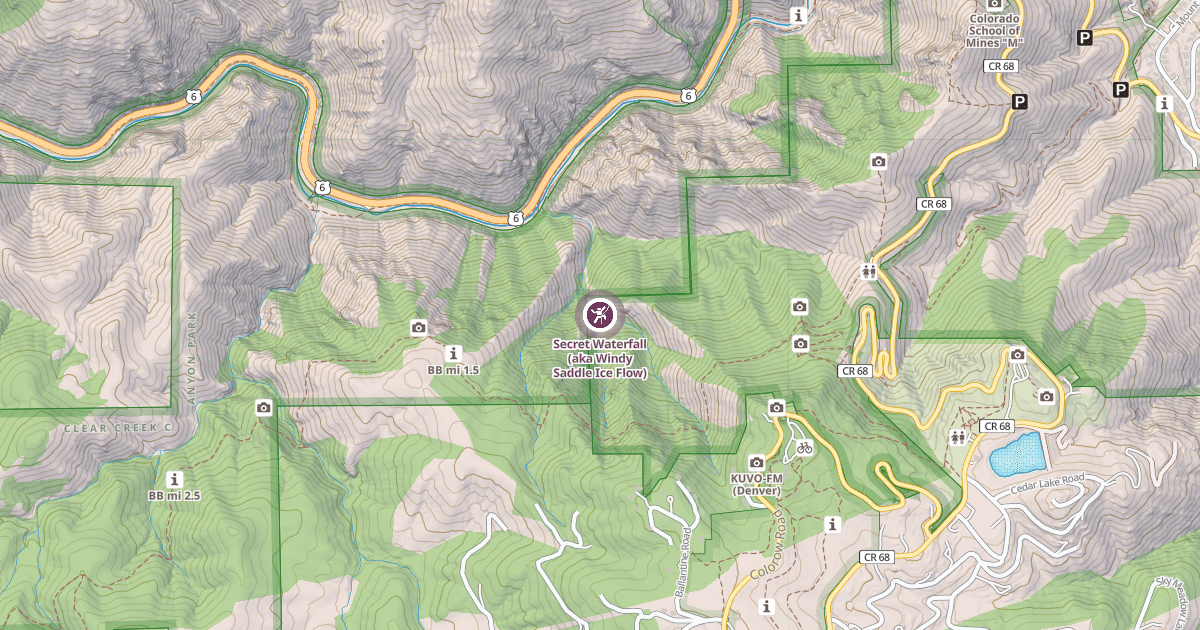 Map preview of Secret Waterfall (aka Windy Saddle Ice Flow)