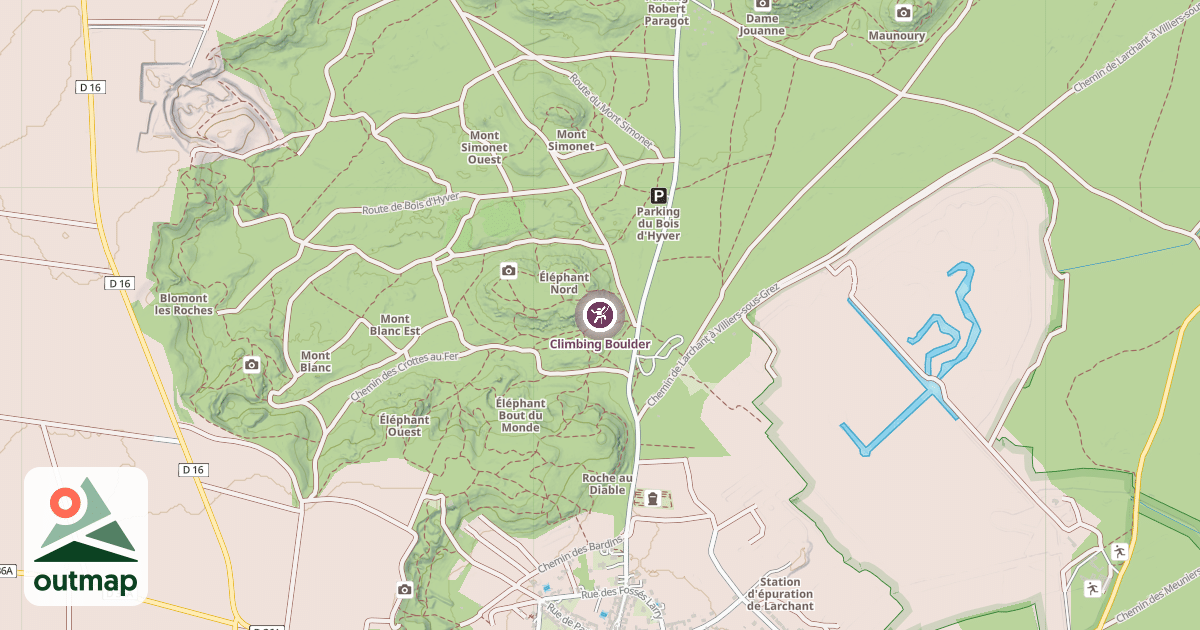 Map of Climbing Boulder