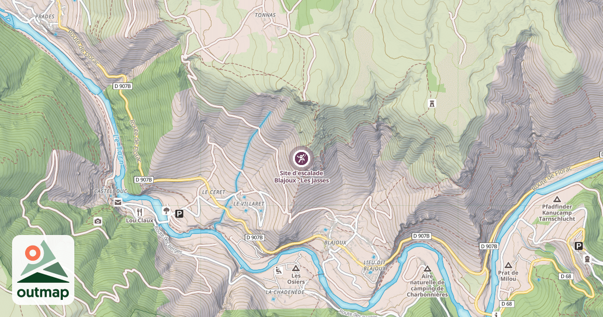 Map of Site d'escalade Blajoux - Les Jasses