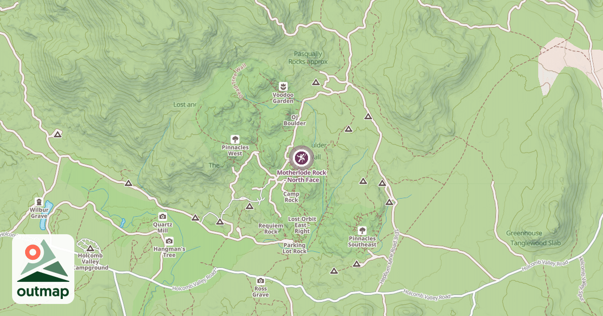 Map of Motherlode Rock - North Face
