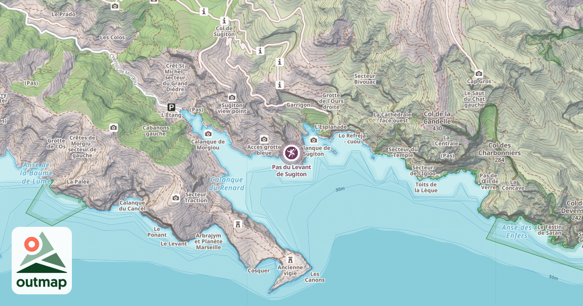 Map of Pas du Levant de Sugiton