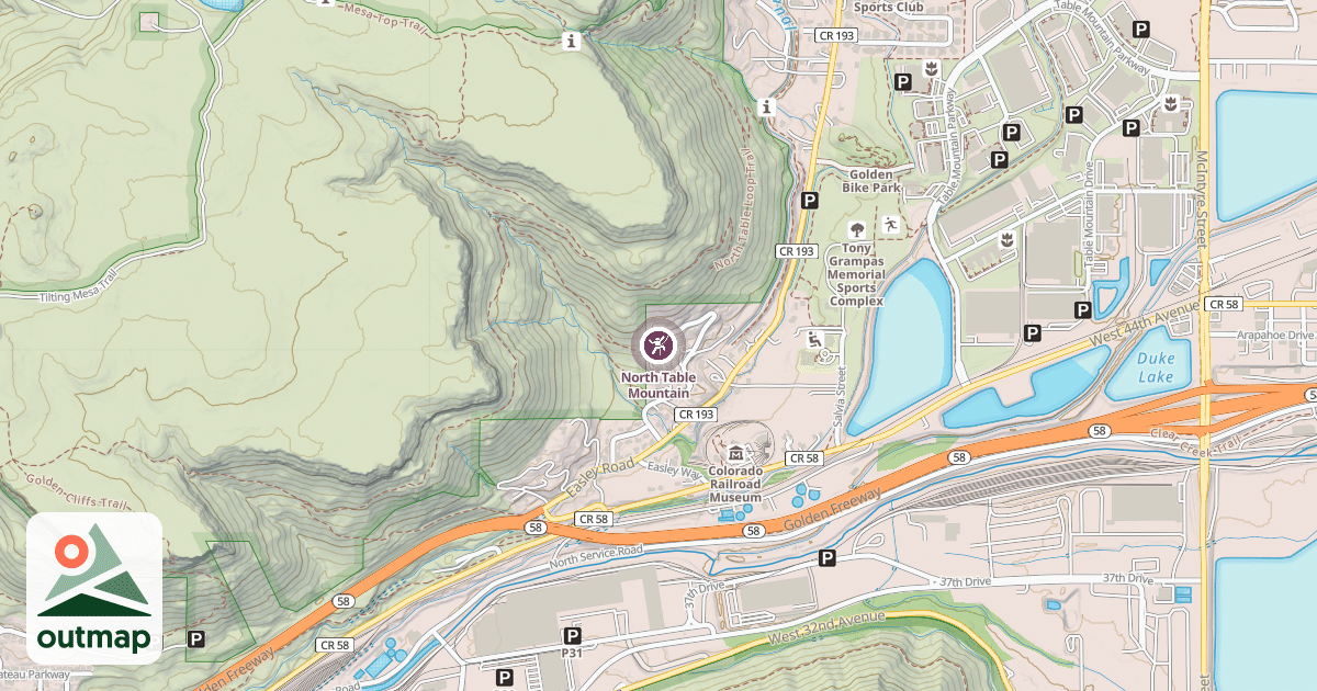 Map of North Table Mountain