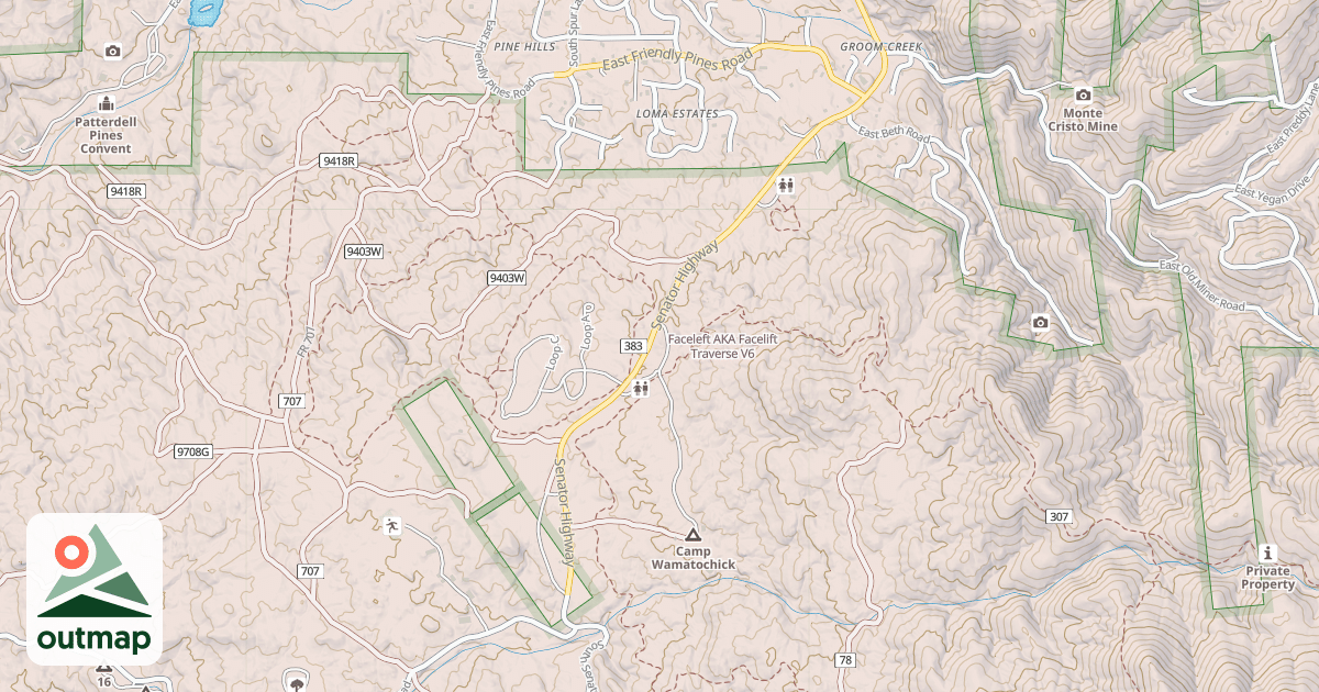 Map of Faceleft AKA Facelift Traverse