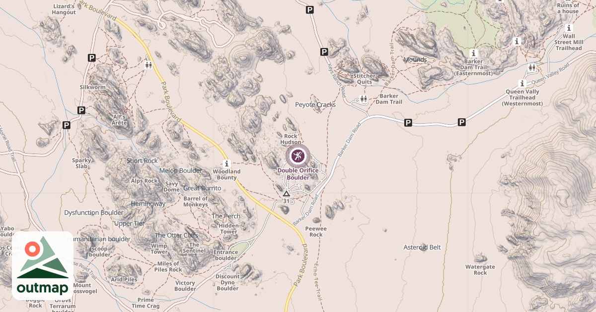 Map of Double Orifice Boulder