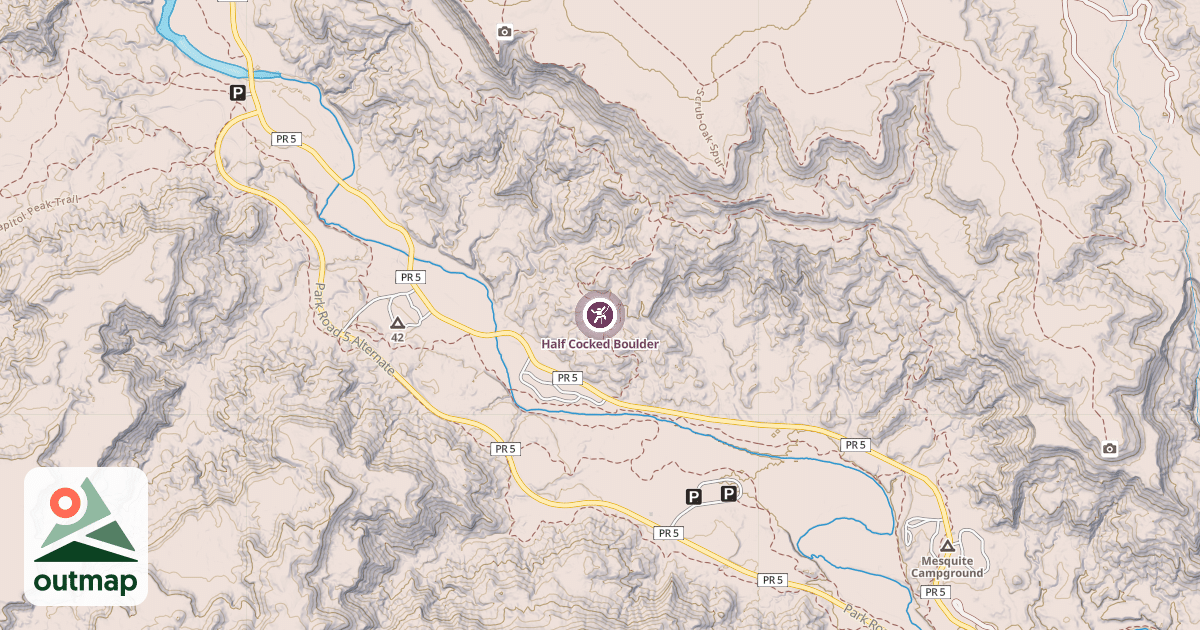 Map of Half Cocked Boulder