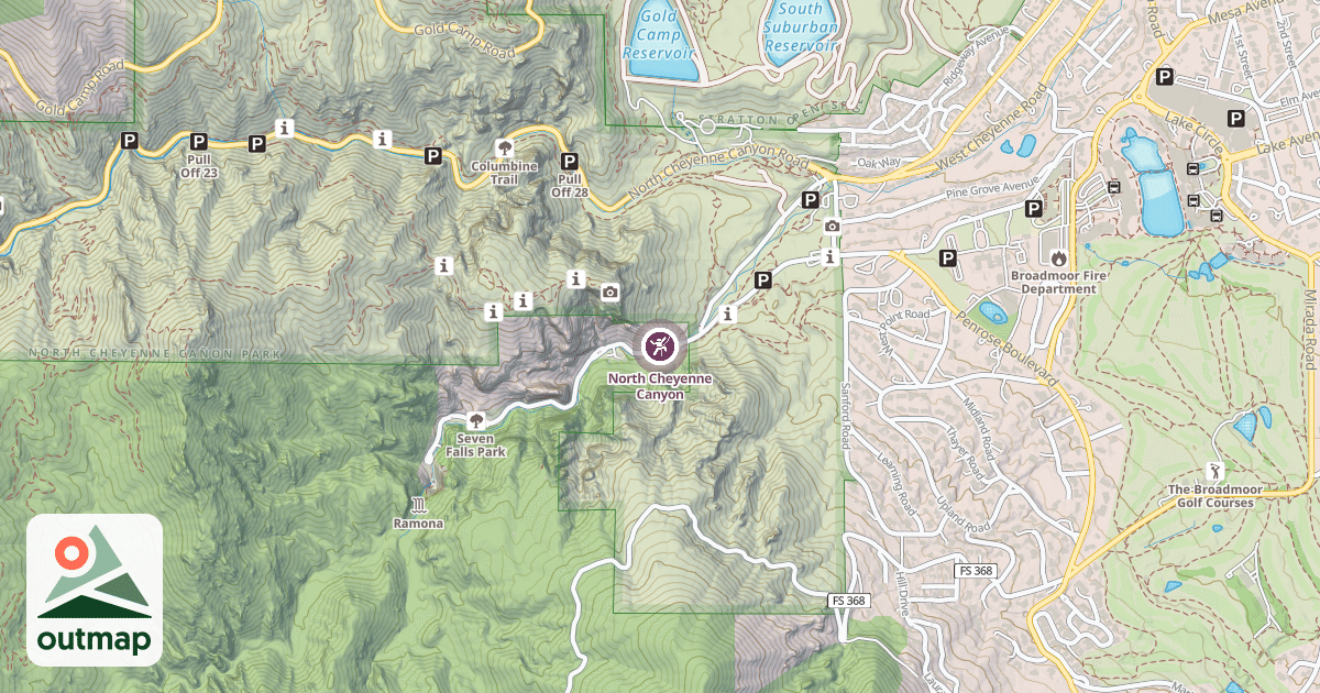 Map of North Cheyenne Canyon