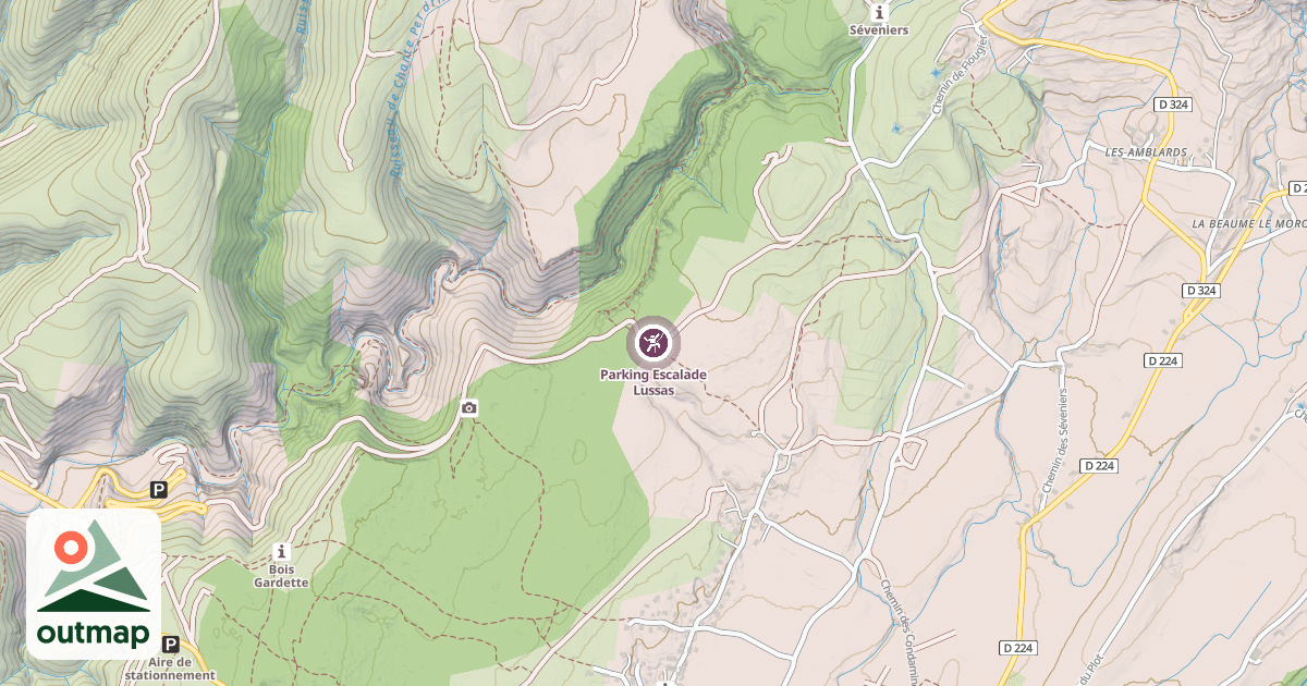 Map of Parking Escalade Lussas