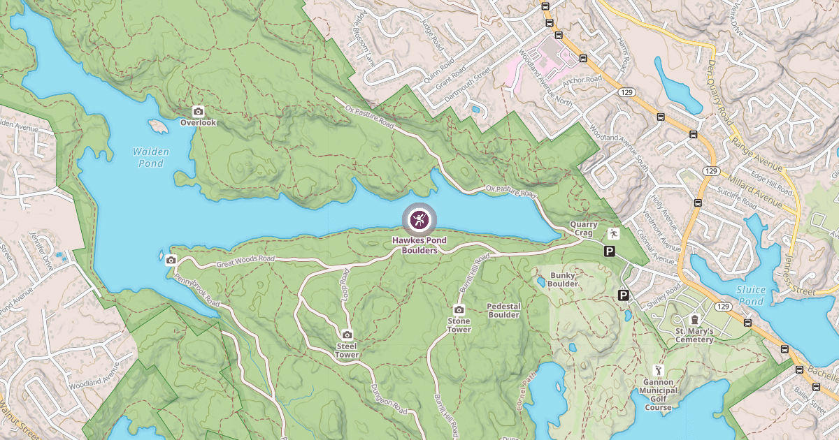 Map preview of Hawkes Pond Boulders