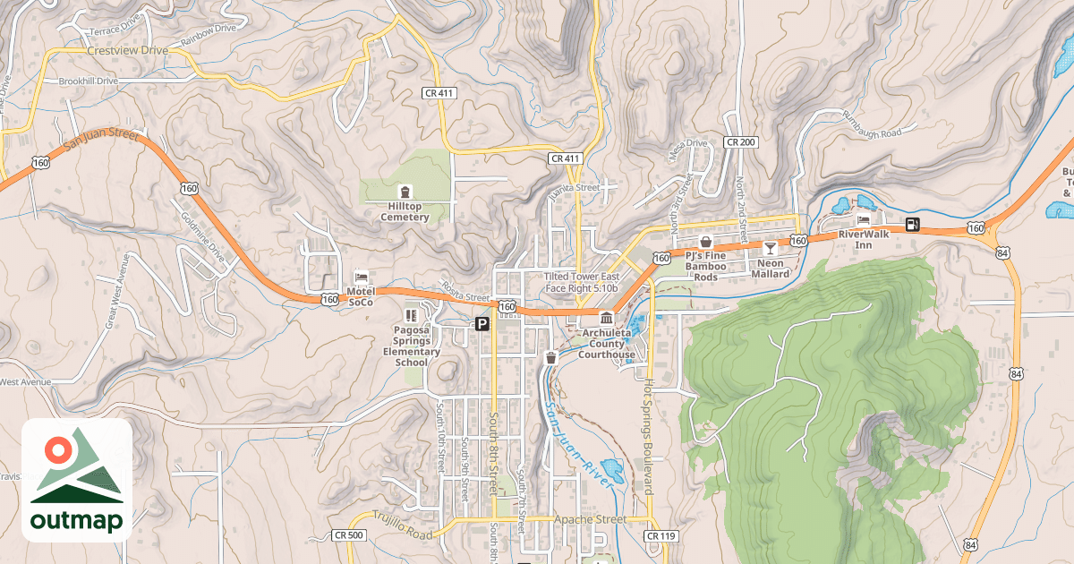Map of Tilted Tower East Face Right