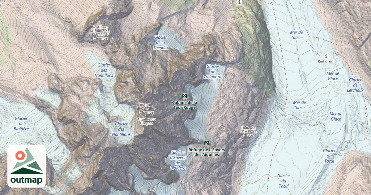 Map of Cabane de la Tour-Rouge