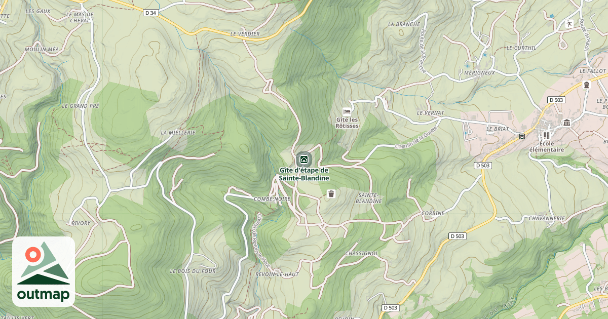 Map of Gîte d'étape de Sainte-Blandine