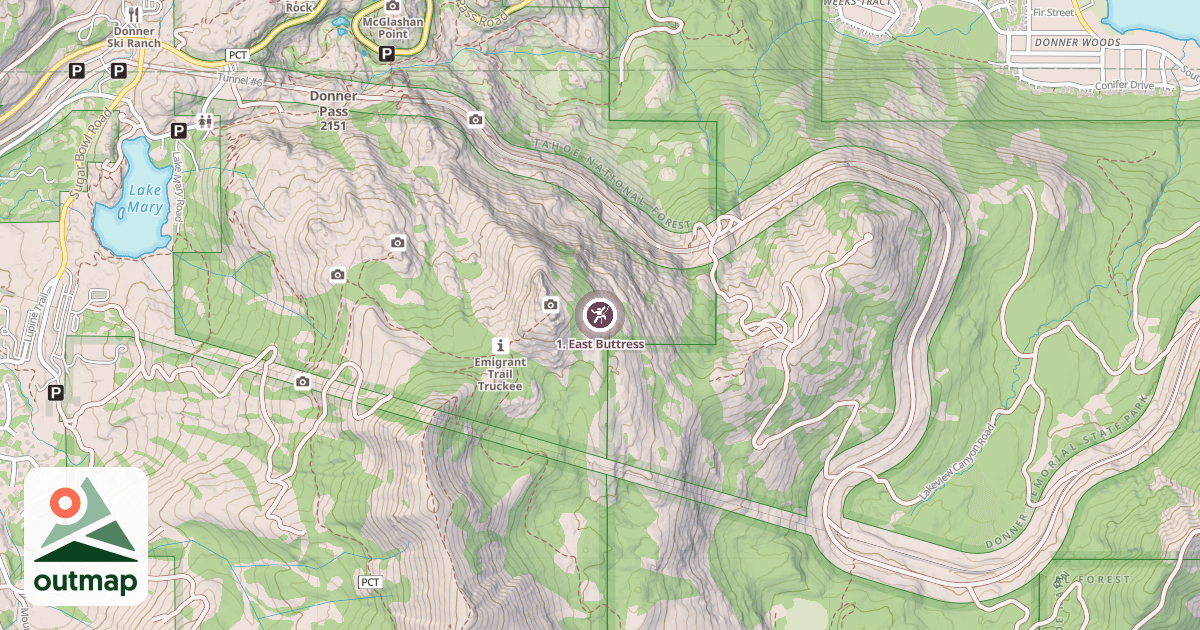 Map of 1. East Buttress