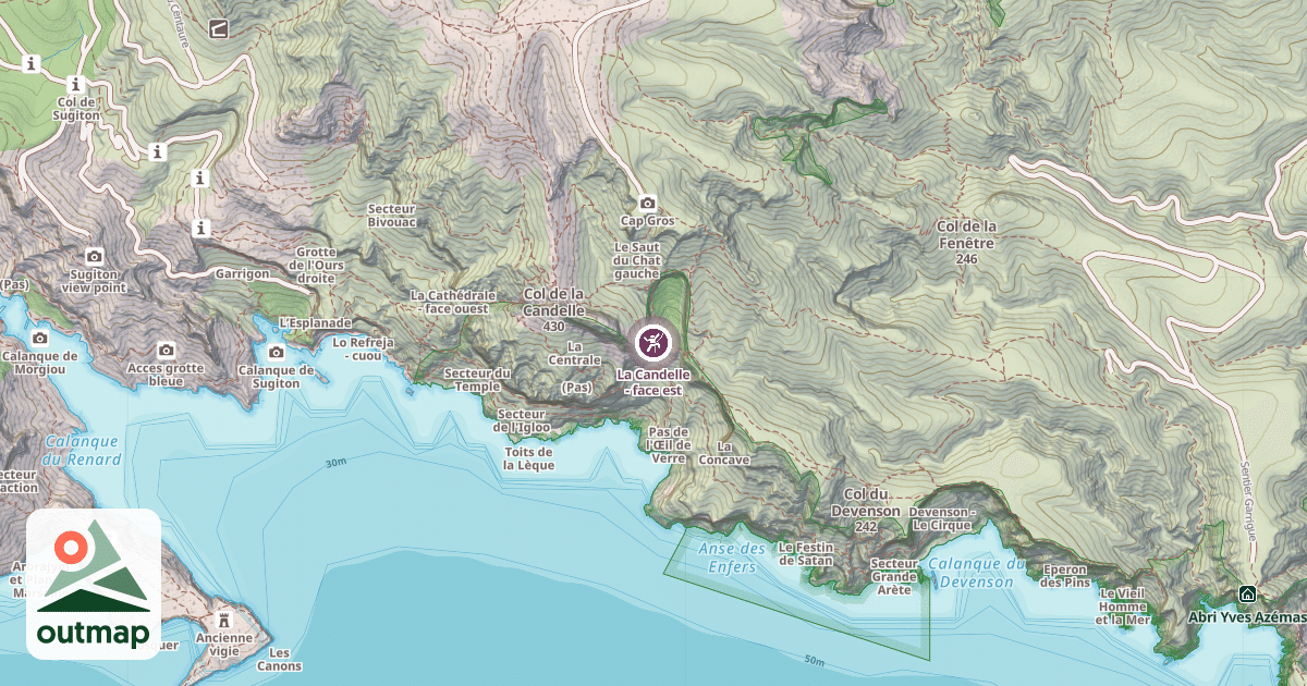 Map of La Candelle - face est