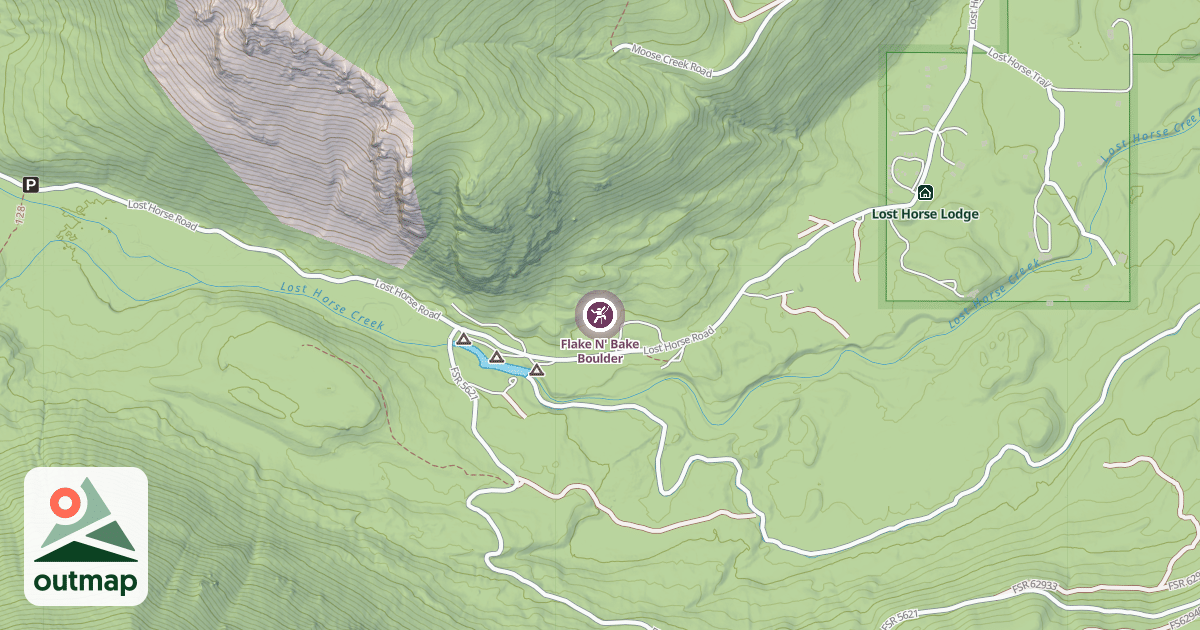 Map of Flake N' Bake Boulder