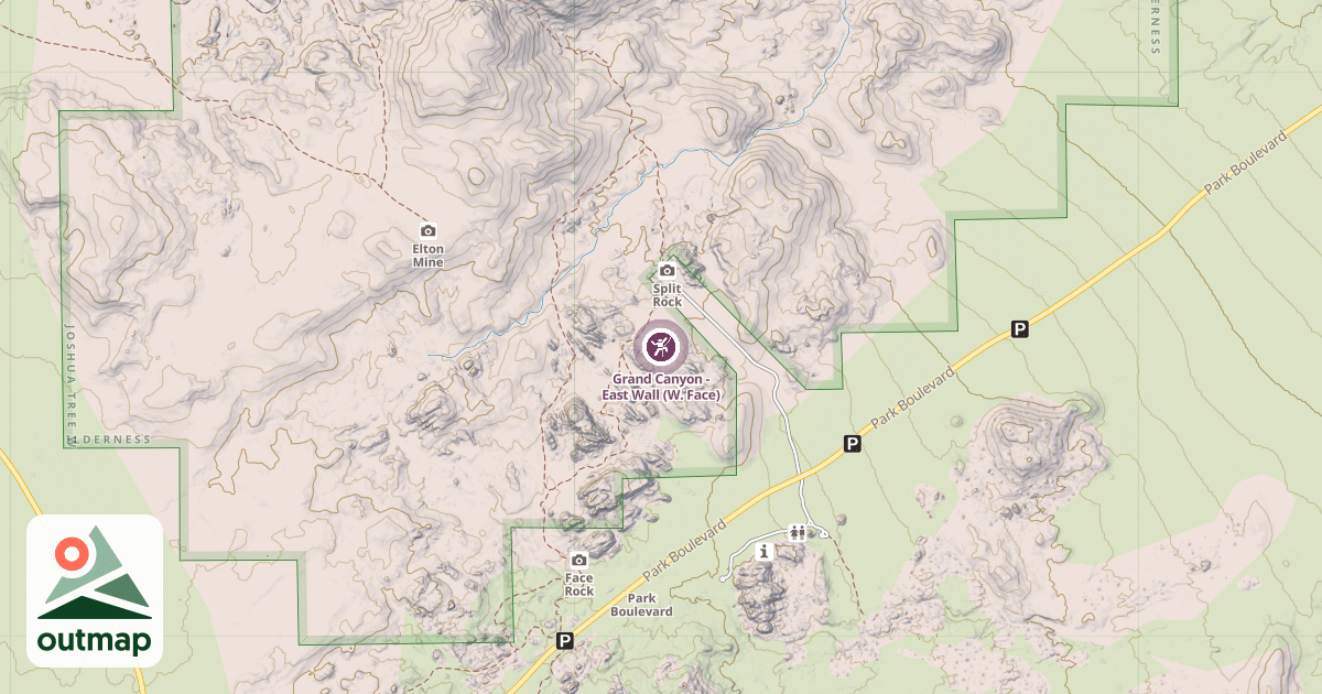 Map of Grand Canyon - East Wall (W. Face)