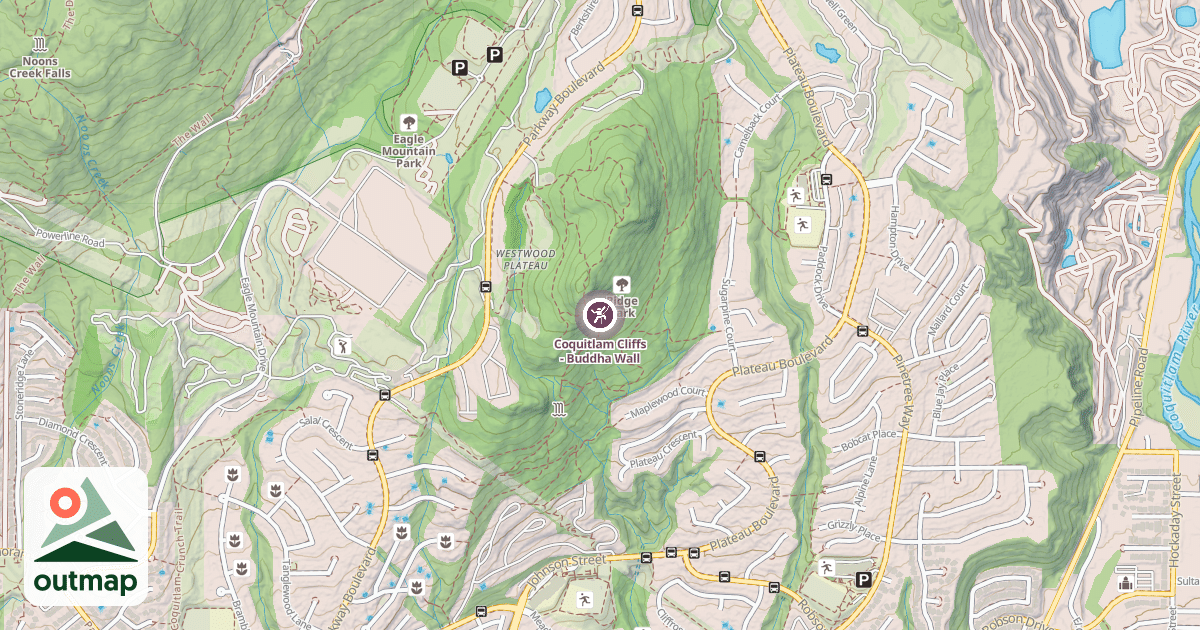 Map of Coquitlam Cliffs - Buddha Wall
