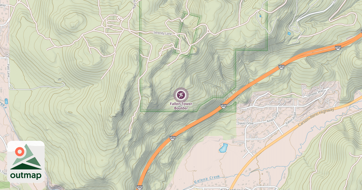 Map of Fallen Tower Boulder