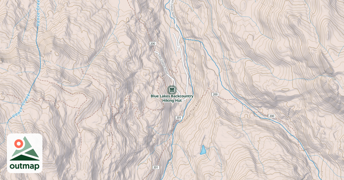 Map of Blue Lakes Backcountry Hiking Hut