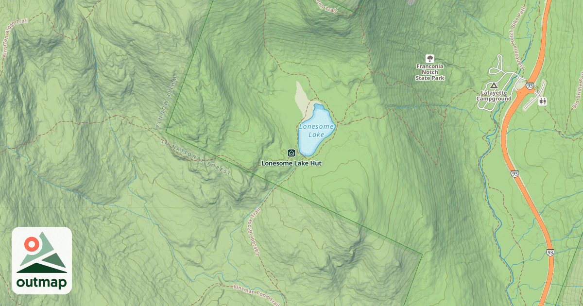 Map of Lonesome Lake Hut