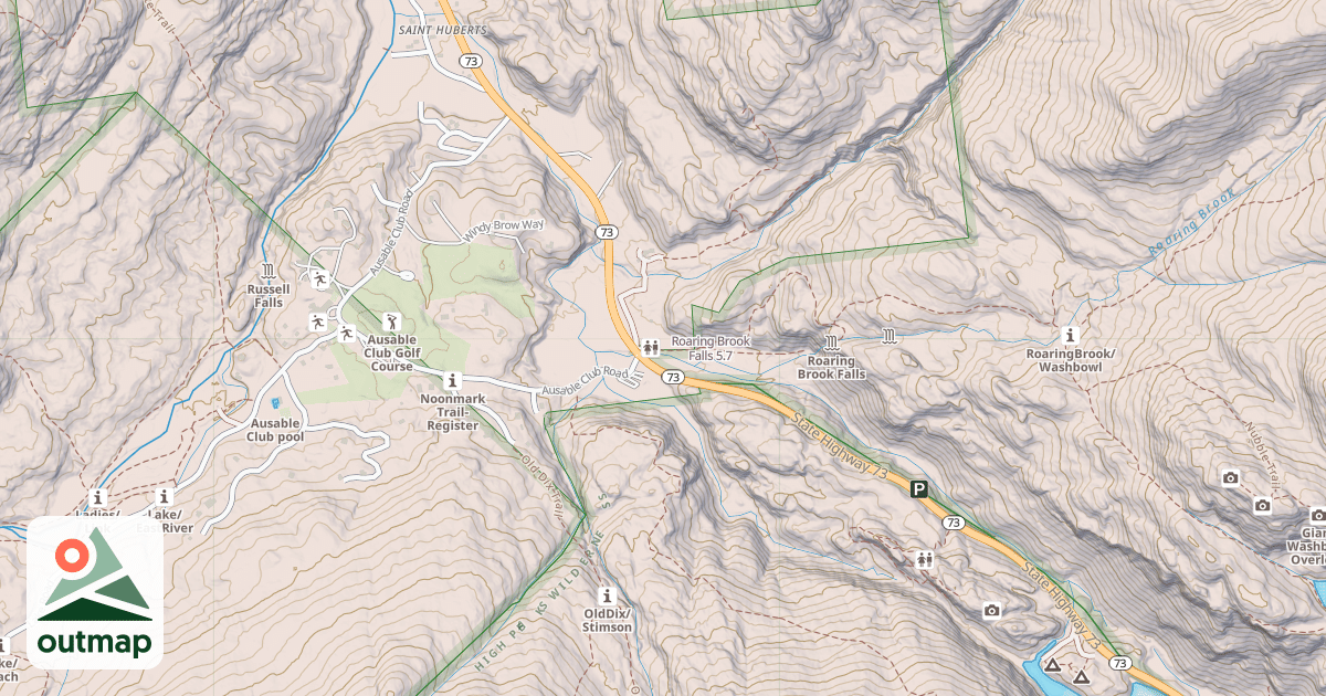 Map of Roaring Brook Falls