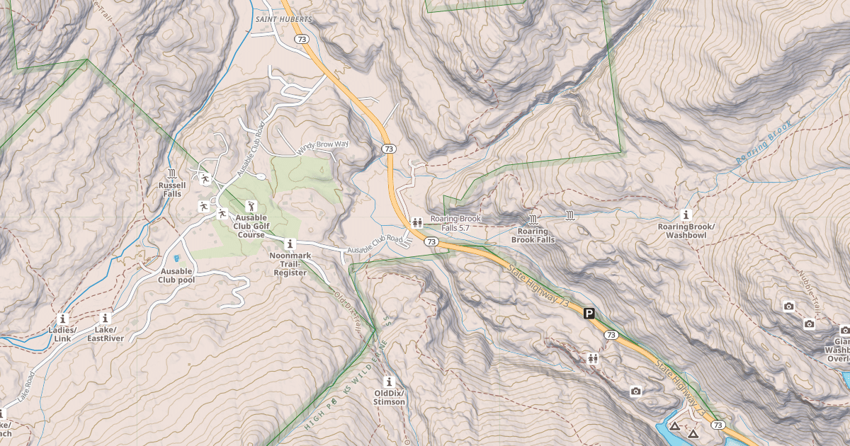 Map preview of Roaring Brook Falls