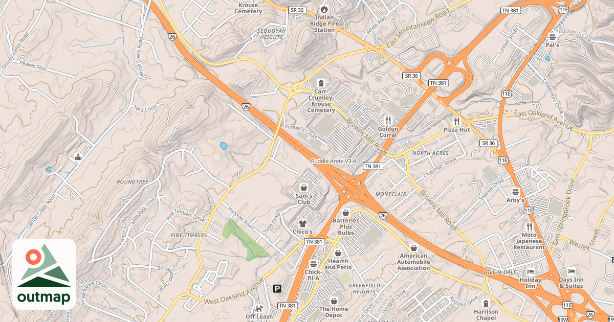 Map of Puddle Arete