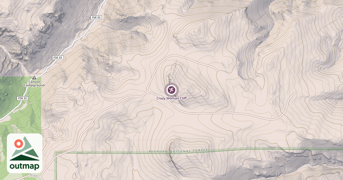 Map of Crazy Woman Cliff