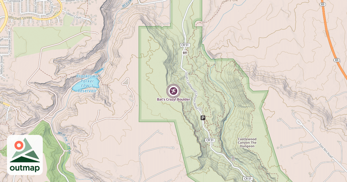 Map of Bat's Crazy! Boulder