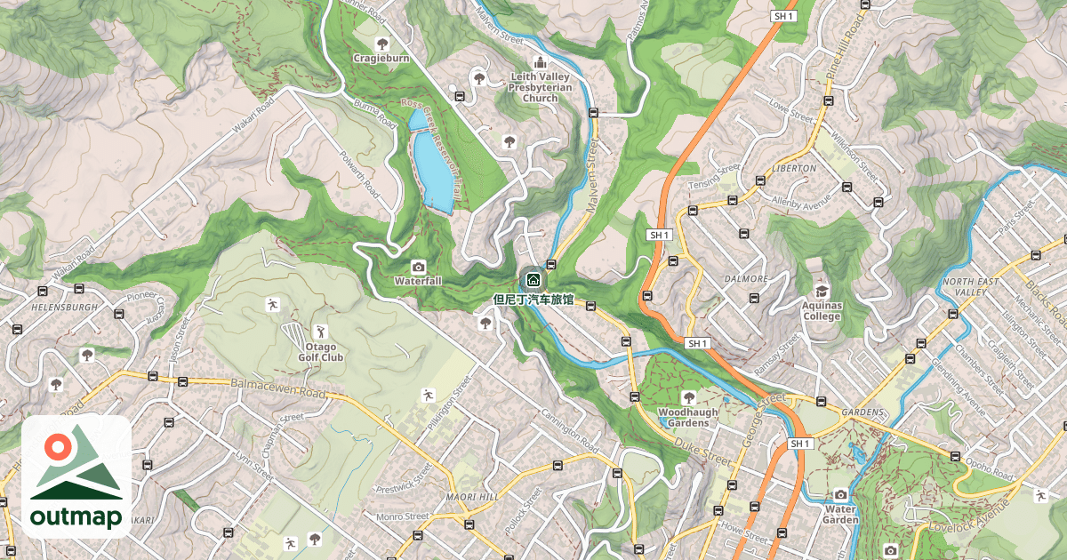 Map of 但尼丁汽车旅馆