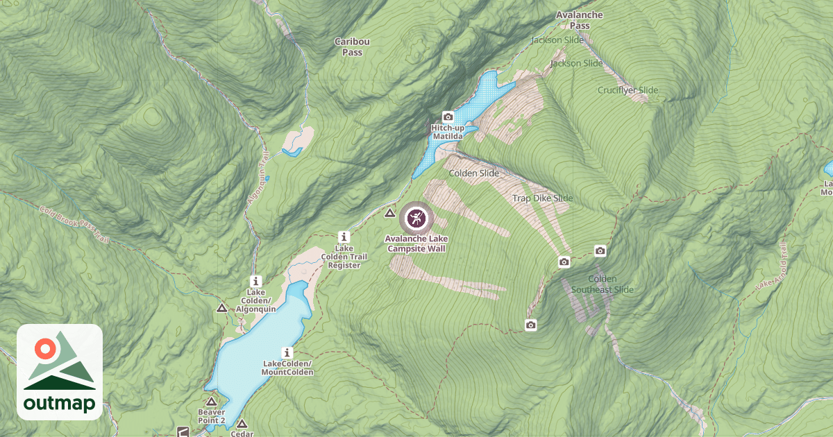 Map of Avalanche Lake Campsite Wall