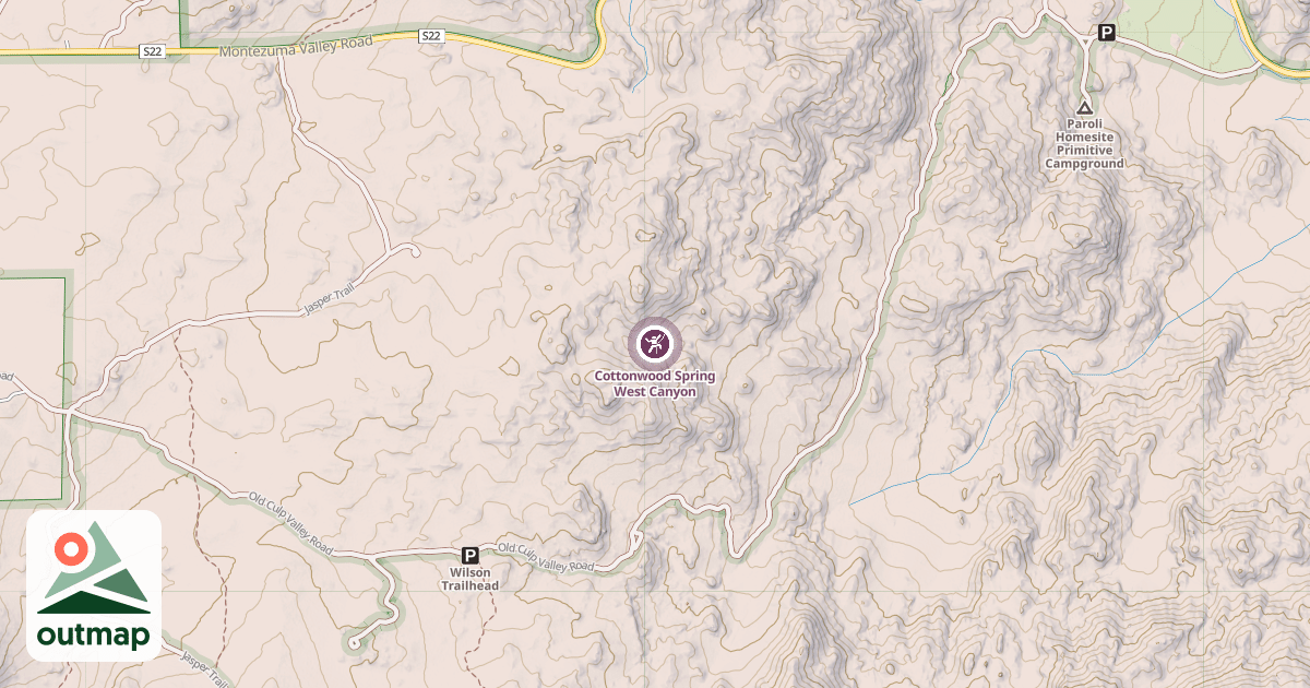 Map of Cottonwood Spring West Canyon
