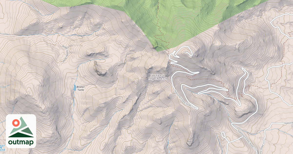 Map of East Face of Finger Rock