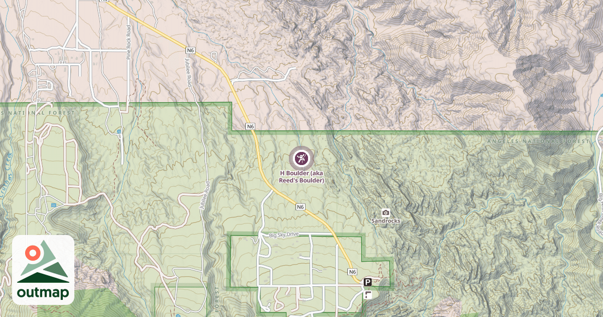 Map of H Boulder (aka Reed's Boulder)