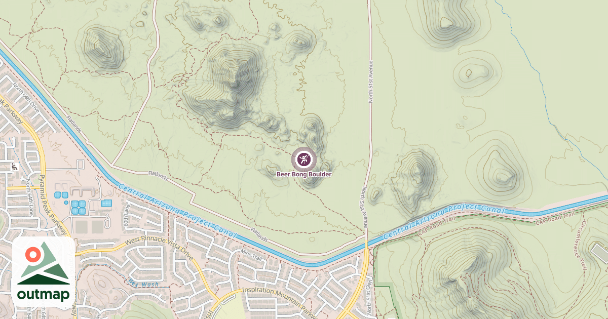 Map of Beer Bong Boulder