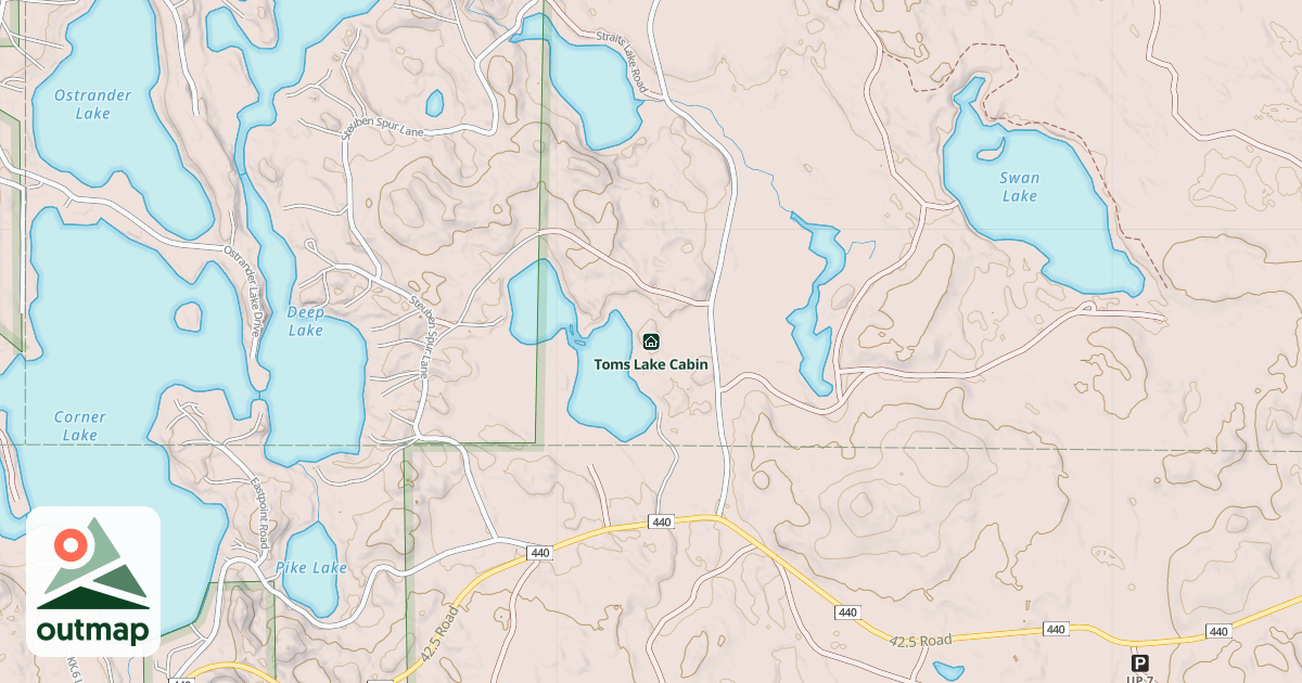 Map of Toms Lake Cabin