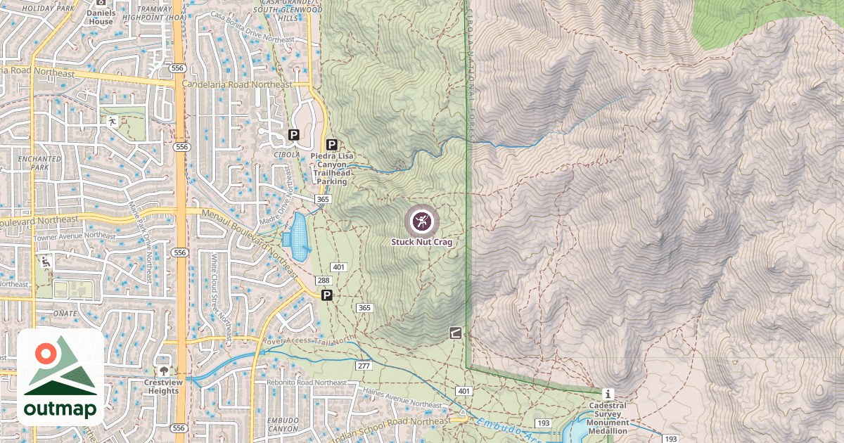 Map of Stuck Nut Crag