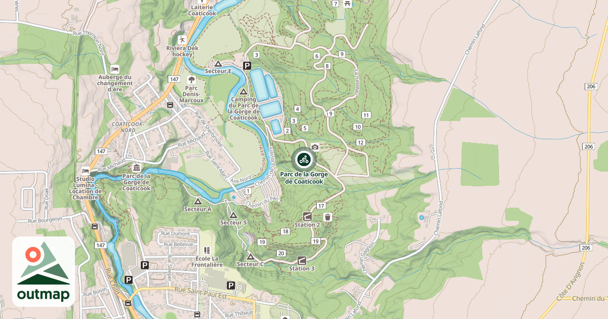 Map of Parc de la Gorge de Coaticook
