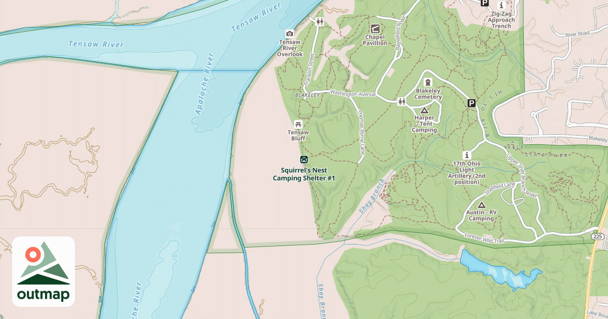 Map of Squirrel's Nest Camping Shelter #1